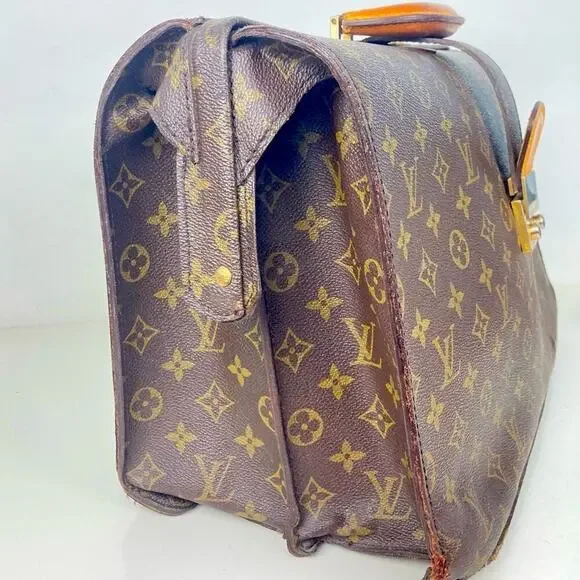 LOUIS VUITTON Monogram Serviette Fermoir Business Bag, Dr’s Briefcase Vintage - Picture 7 of 16